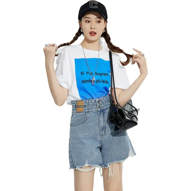 美洋 时尚休闲高腰牛仔短裤 女款