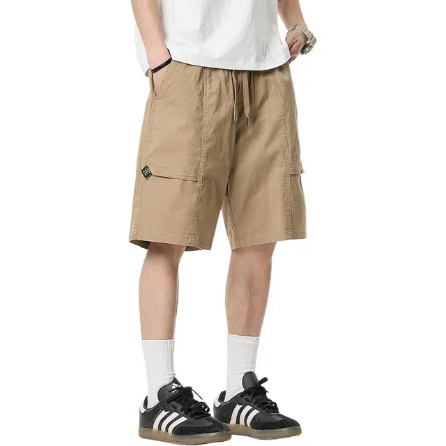 米素力 宽松透气夏季字母数字文字休闲裤中腰工装短裤 男款