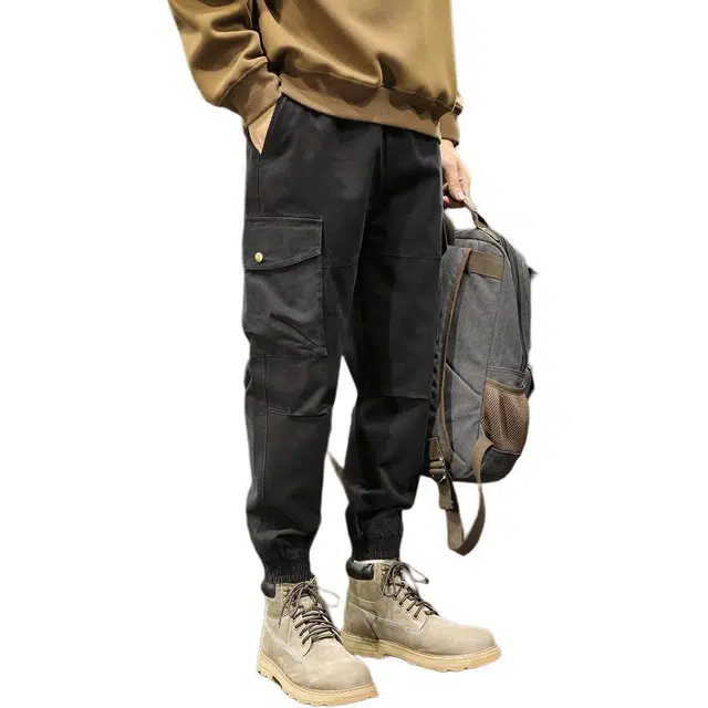 路杰邦 秋季休闲裤男士潮牌宽松束脚大码美式哈伦痞帅长裤工装裤 男款