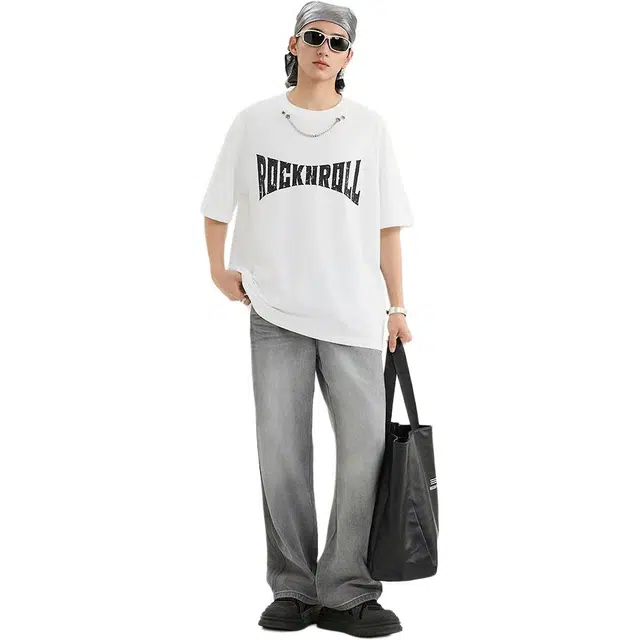 三福 阔腿街头中腰百搭长裤牛仔裤 男款