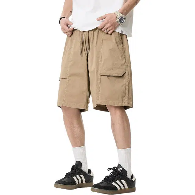 米素力 宽松透气夏季字母数字文字休闲裤中腰工装短裤 男款