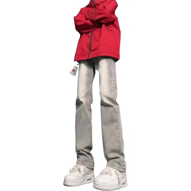 北极绒 美式复古破洞男春秋高街牛仔裤 男款