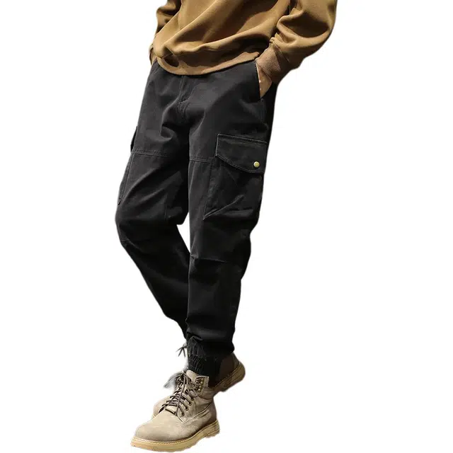 路杰邦 秋季休闲裤男士潮牌宽松束脚大码美式哈伦痞帅长裤工装裤 男款