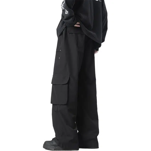 帝狼牛 美式户外机能运动拼接解构褶皱设计感舒适宽松百搭通勤直筒 休闲裤 男女同款