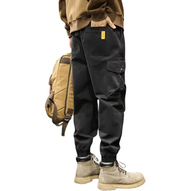 路杰邦 秋季休闲裤男士潮牌宽松束脚大码美式哈伦痞帅长裤工装裤 男款