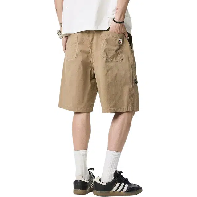 米素力 宽松透气夏季字母数字文字休闲裤中腰工装短裤 男款