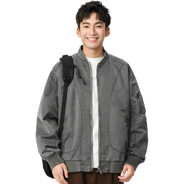 米素力  轻熟潮牌痞帅纯色落肩袖宽松型美式棒球服 男女同款