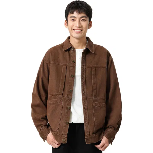 米素力 保暖翻领美式落肩袖宽松型夹克 男女同款