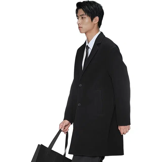 比利斯山羊 简约羊毛长款毛尼大衣外套 男女同款