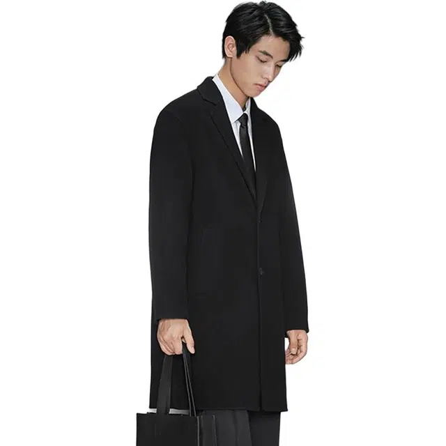 比利斯山羊 简约羊毛长款毛尼大衣外套 男女同款