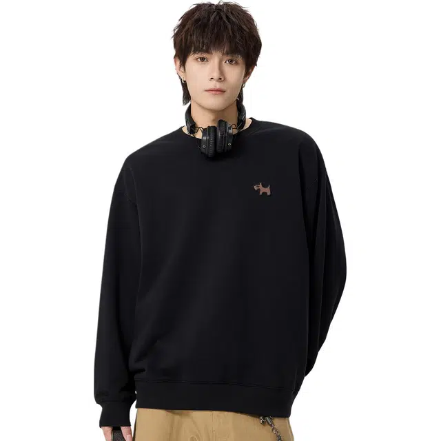 米素力 宽松圆领秋季动物落肩袖潮套头卫衣 男女同款