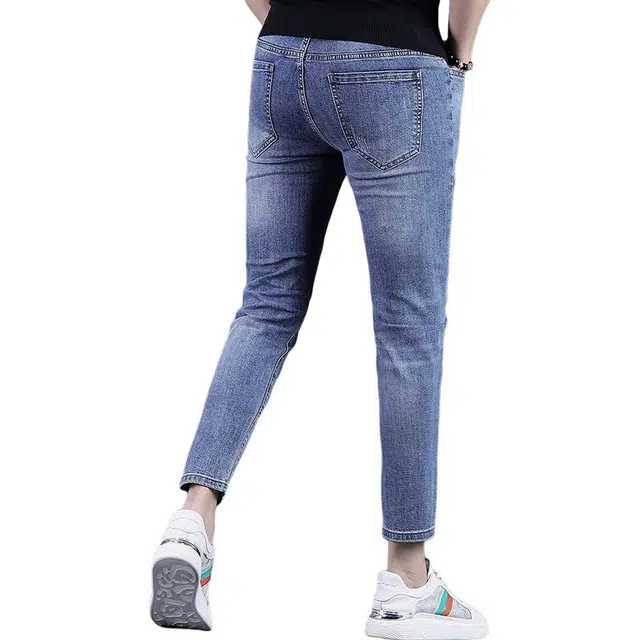 吉肯蒂 潮牌修身小脚舒适百搭休闲九分牛仔裤 男款