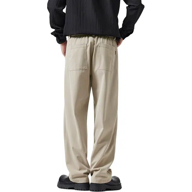 假日伯爵 美式潮流轻奢纯色简约基础款宽松直筒垂感拖地裤舒适亲肤柔软凉感透气运动西裤长裤休闲裤 男款