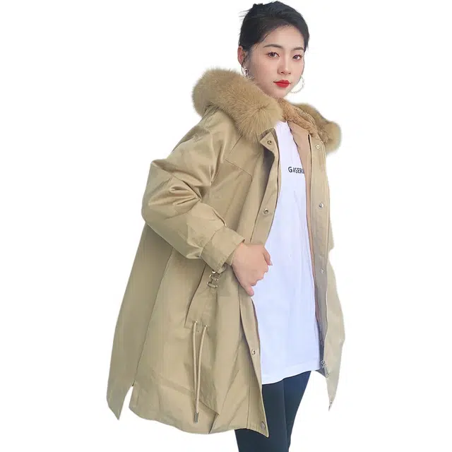 比利斯山羊 时尚休闲保暖纯色宽松派克服 女款