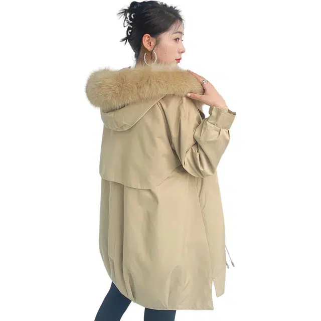 比利斯山羊 时尚休闲保暖纯色宽松派克服 女款