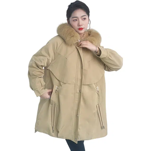 比利斯山羊 时尚休闲保暖纯色宽松派克服 女款