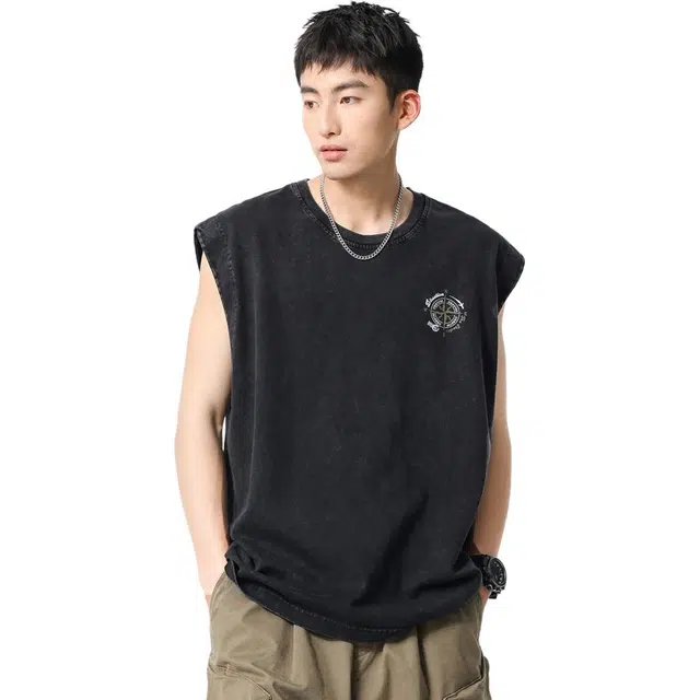 米素力 潮流运动夏天英文圆领背心 男款