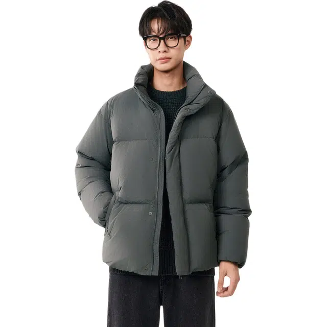 棉先生 加厚立领短款纯色收口袖羽绒服 男款