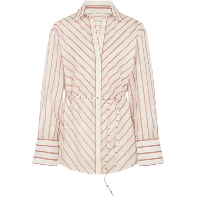 美洋 天丝醋酸海滩条纹长袖衬衫 女款