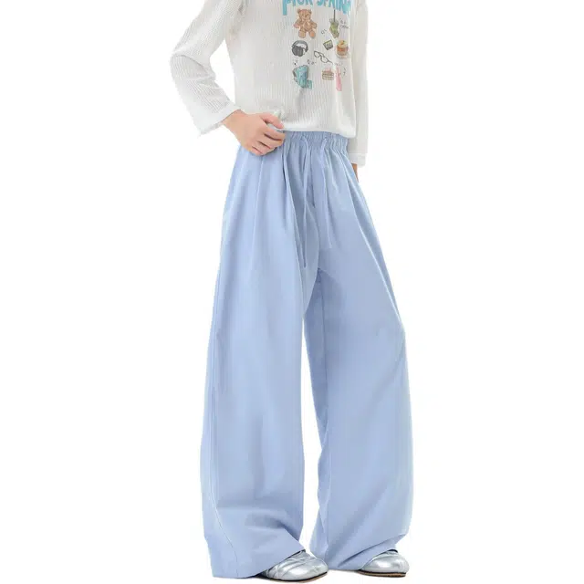 加荣 多巴胺山本裤夏季轻薄透气潮牌青少年户外出行百搭宽松小众设计感抽绳松紧腰垂感直筒阔腿拖地裤休闲裤 男女同款