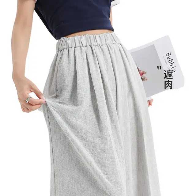 法文箱子 纯色高腰适中宽松阔腿休闲裤 女款