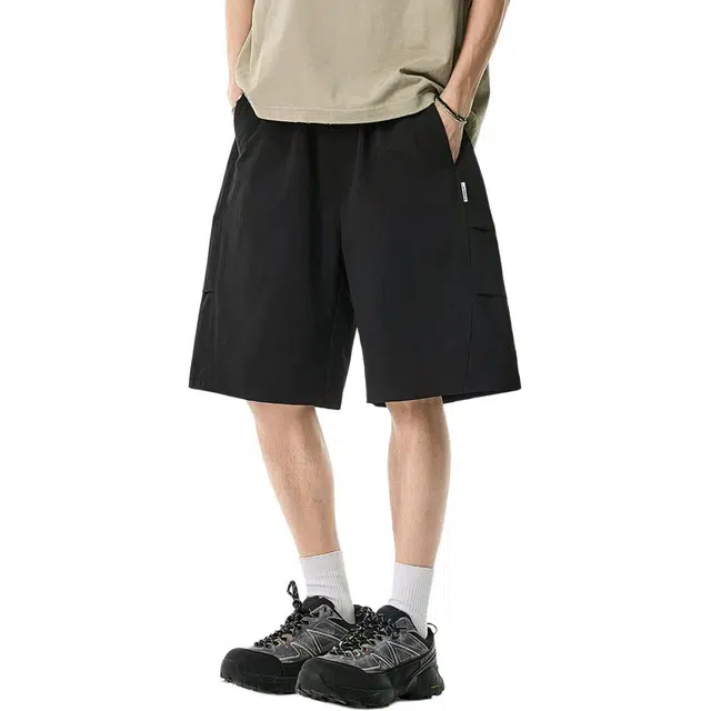 米素力 冰丝夏季外穿纯色中腰五分裤工装短裤 男款