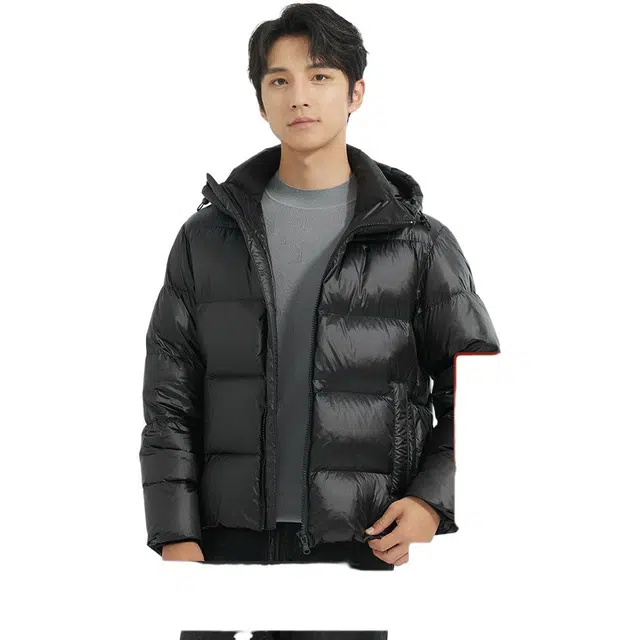 利郎 拒水保暖外套纯色连帽羽绒服 男款