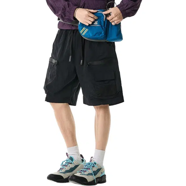 米素力 冰丝阔腿宽松中腰工装短裤 男款