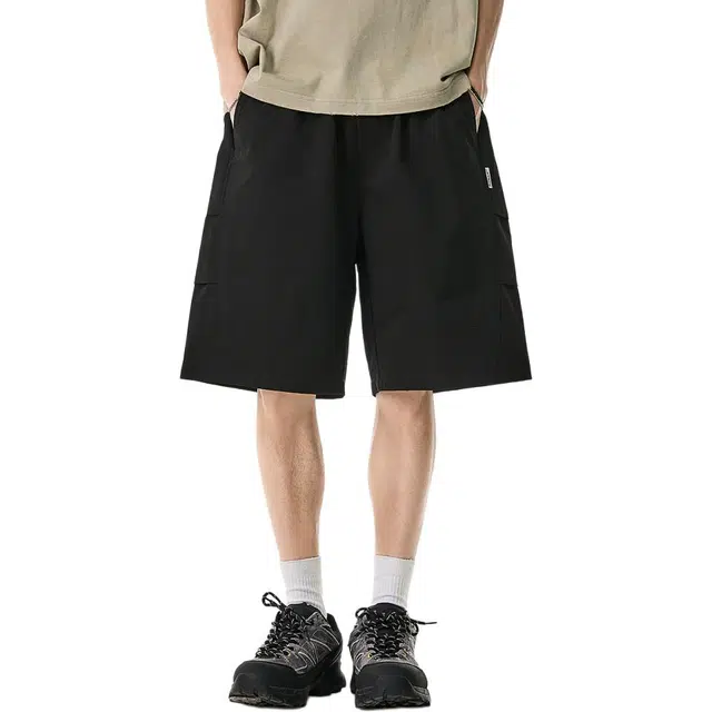 米素力 冰丝夏季外穿纯色中腰五分裤工装短裤 男款