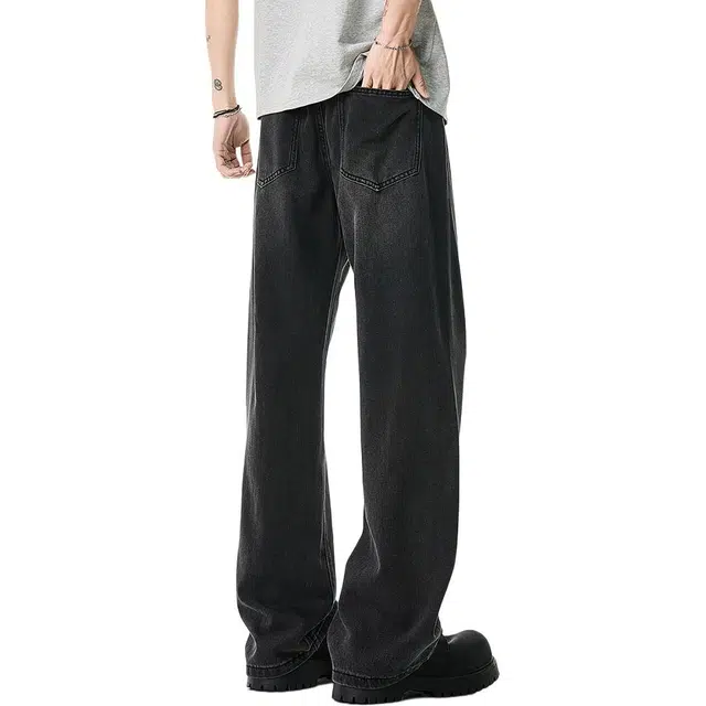 米素力 宽松中腰长裤百搭牛仔裤 男款