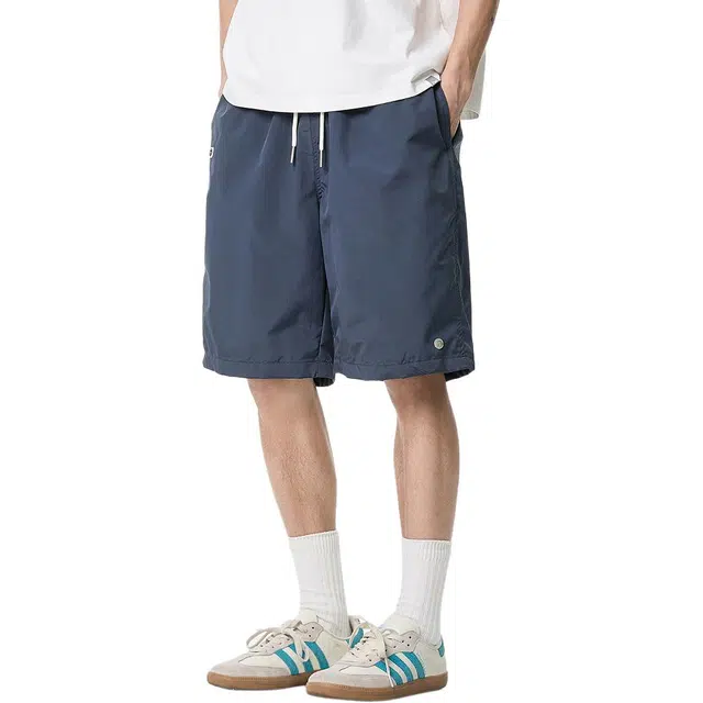 米素力 冰丝运动宽松纯色中腰五分裤休闲短裤 男款