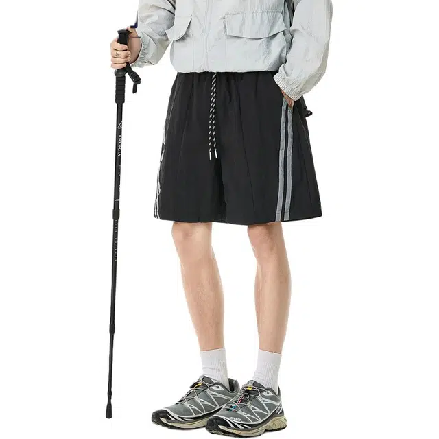 米素力 速干运动户外条纹中腰休闲短裤 男款