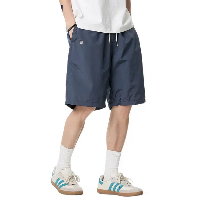 米素力 冰丝运动宽松纯色中腰五分裤休闲短裤 男款