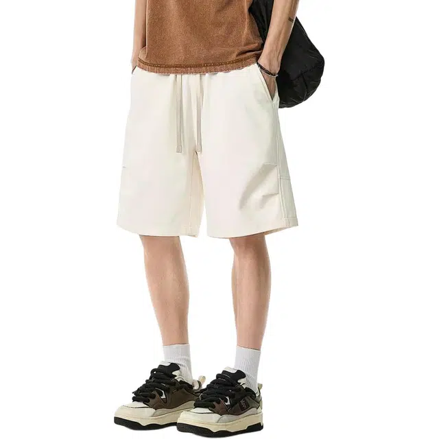 米素力 宽松大码运动纯色中腰休闲短裤 男款