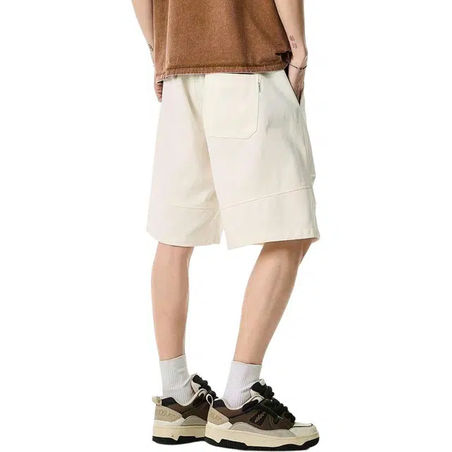 米素力 宽松大码运动纯色中腰休闲短裤 男款