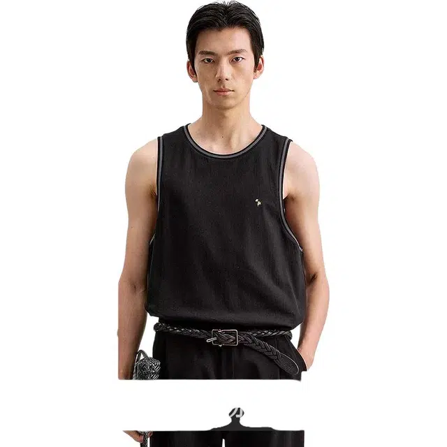 速写 无袖休闲圆领纯色马甲背心 男款