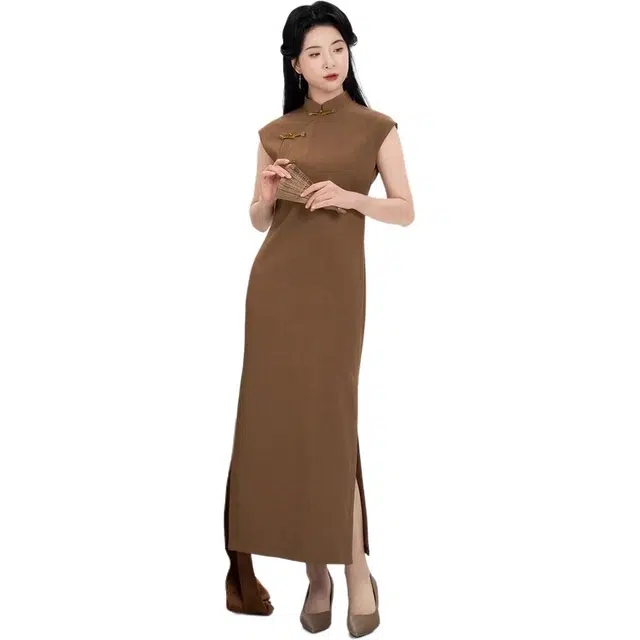 织造司 盘扣短袖连衣裙立领新中式汉服 女款