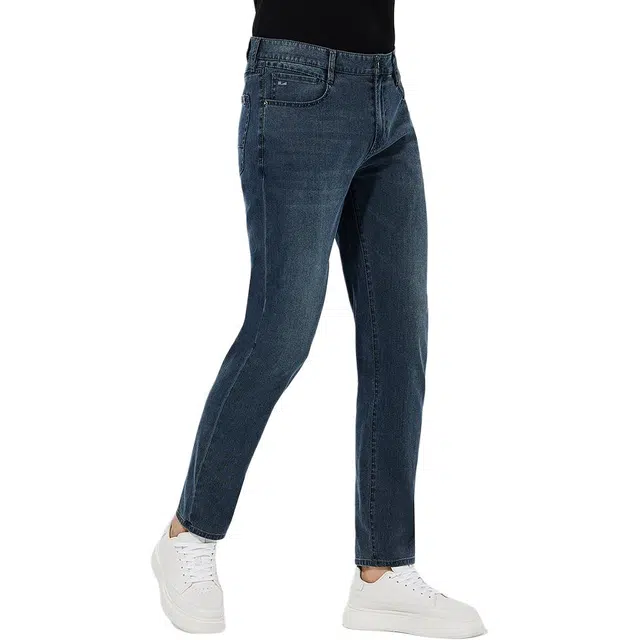 利郎 水洗弹力中腰长裤牛仔裤 男款