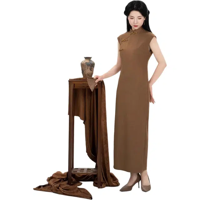 织造司 盘扣短袖连衣裙立领新中式汉服 女款