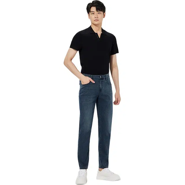 利郎 水洗弹力中腰长裤牛仔裤 男款