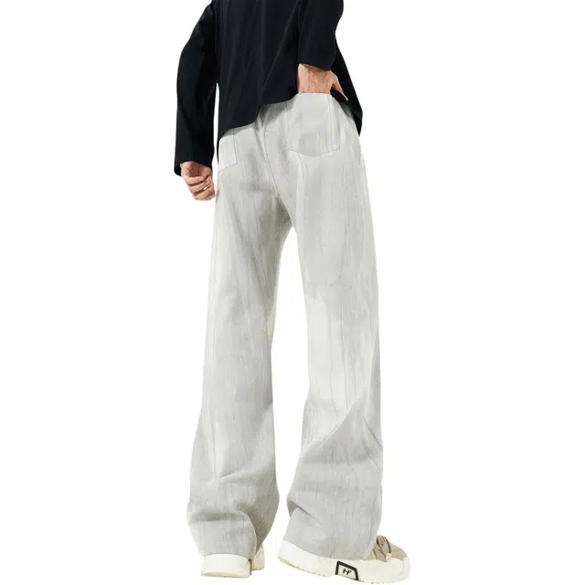 王者荣耀 美式复古水洗做旧直筒裤宽松舒适青少年高颜值休闲百搭时尚牛仔裤 标语款 男女同款