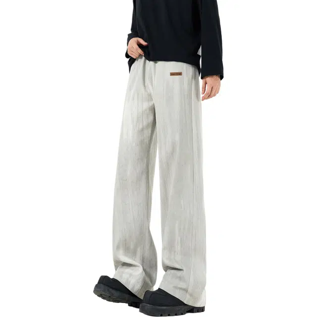 王者荣耀 美式复古水洗做旧直筒裤宽松舒适青少年高颜值休闲百搭时尚牛仔裤 标语款 男女同款