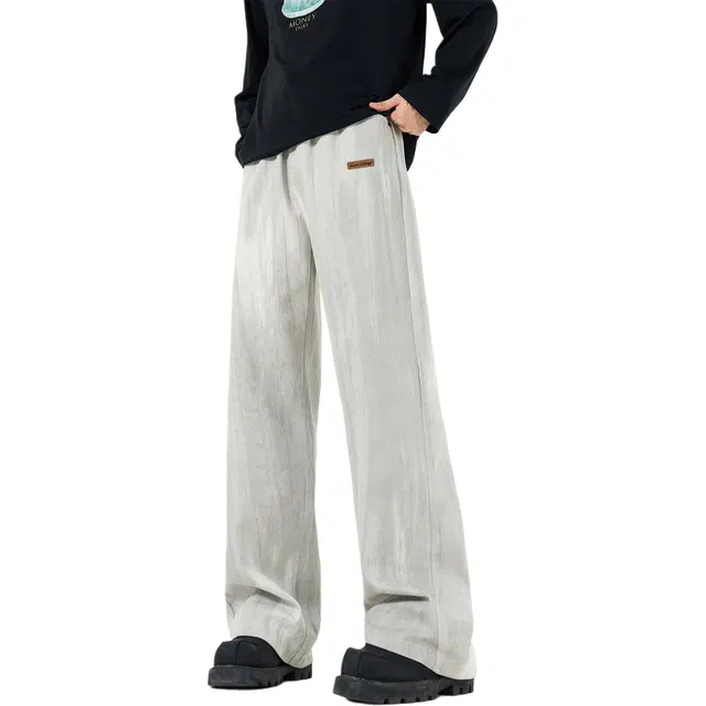 王者荣耀 美式复古水洗做旧直筒裤宽松舒适青少年高颜值休闲百搭时尚牛仔裤 标语款 男女同款