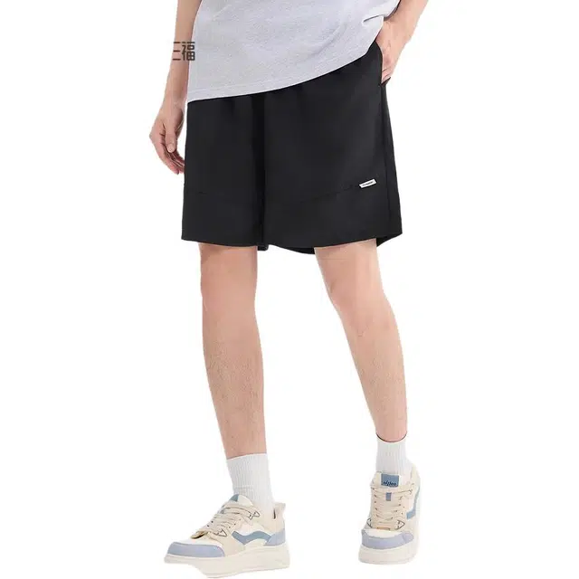 三福 脏脏扎染宽松橡筋腰头中腰休闲短裤 男款