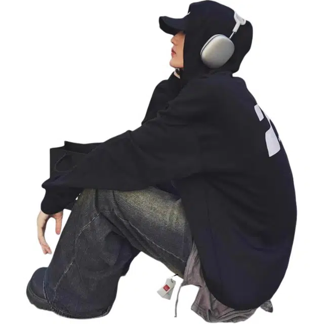 北极绒 高街复古百搭春秋季美式阔腿微喇长裤牛仔裤 男款