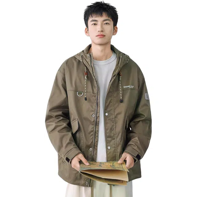 米素力 高级感宽松棉衣纯色落肩袖长袖连帽夹克 男女同款