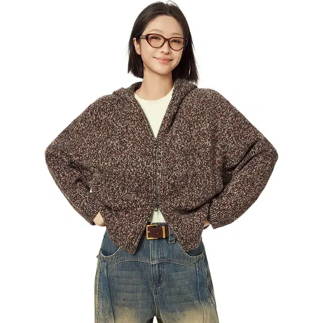 美洋 开衫花纱羊毛混纺针织衫 女款