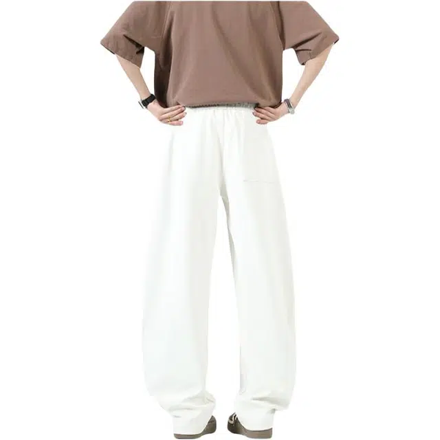 加荣 美式高街弯刀裤男士夏季轻薄透气潮牌青少年户外出行百搭休闲裤小众设计感大码抽绳松紧腰宽松运动裤直筒阔腿裤长裤 男女同款