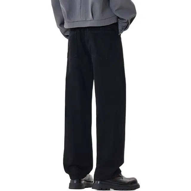 希越 美式复古直筒休闲裤男高街潮牌设计宽松阔腿牛仔裤 男款