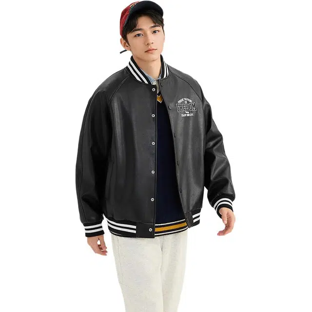 三福  宽松长袖翻领时尚舒适百搭棒球服 男款